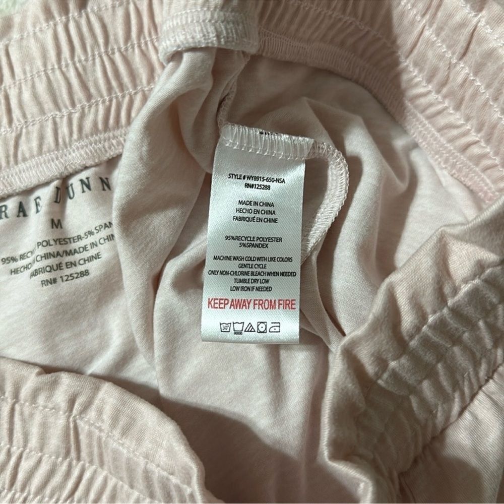 RAE DUNN. M Heather Pink White Notch Collar Short Sleeve Button Top Shorts PJ - Picture 11 of 11